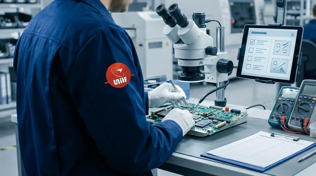Precision measurement workstation used during quality control inspection