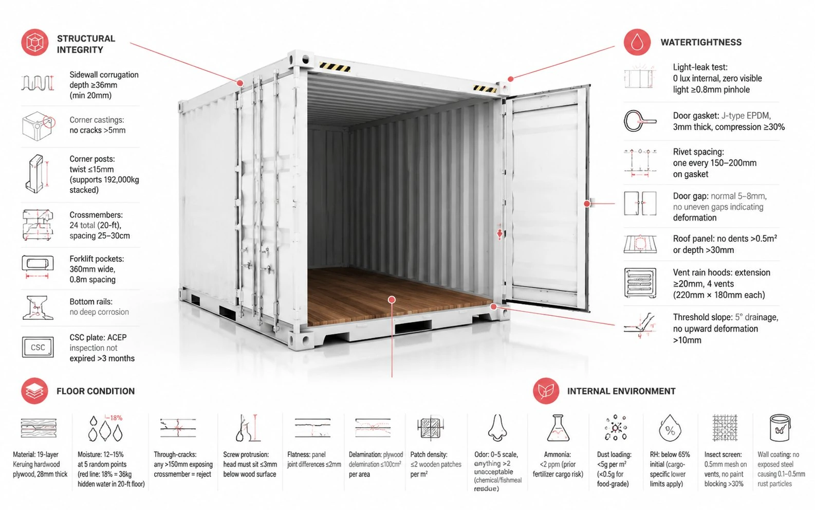 Container structural condition inspection before loading - UTS Inspection CLS
