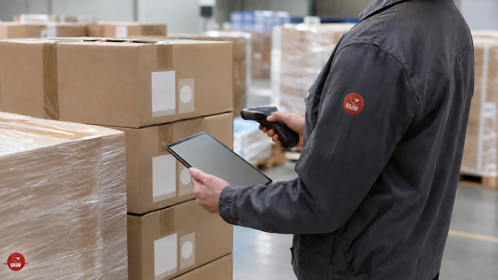 UTS inspector checking cartons and goods at the factory on loading day