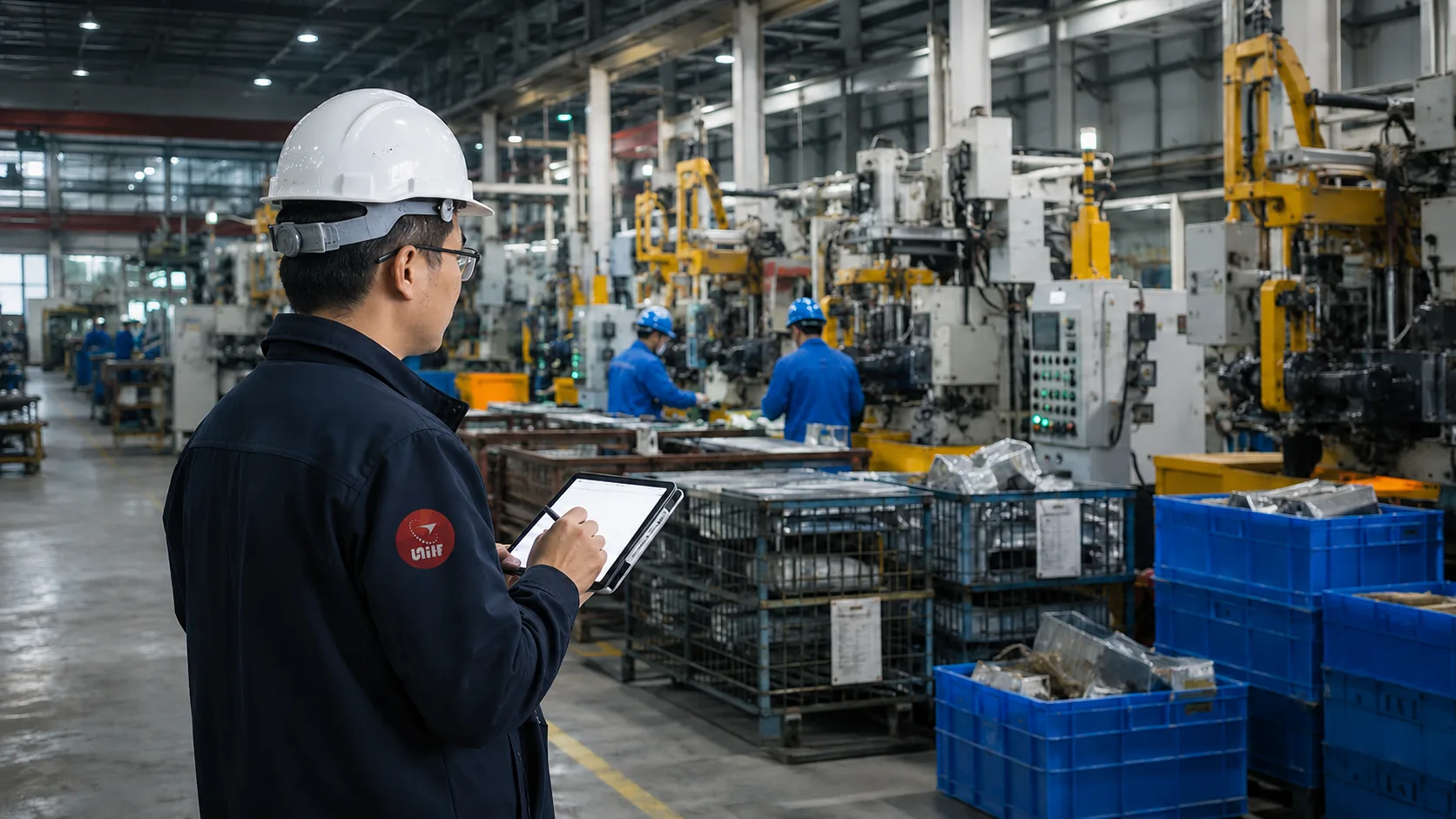 Illustrative factory floor review during supplier evaluation