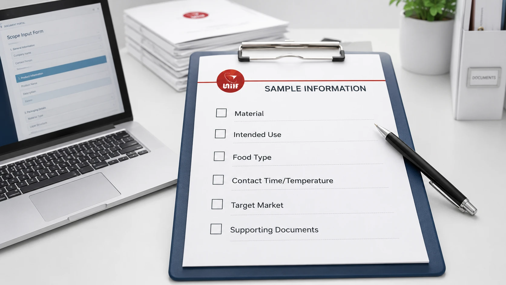 Food-contact testing scope checklist for material, use conditions and target market