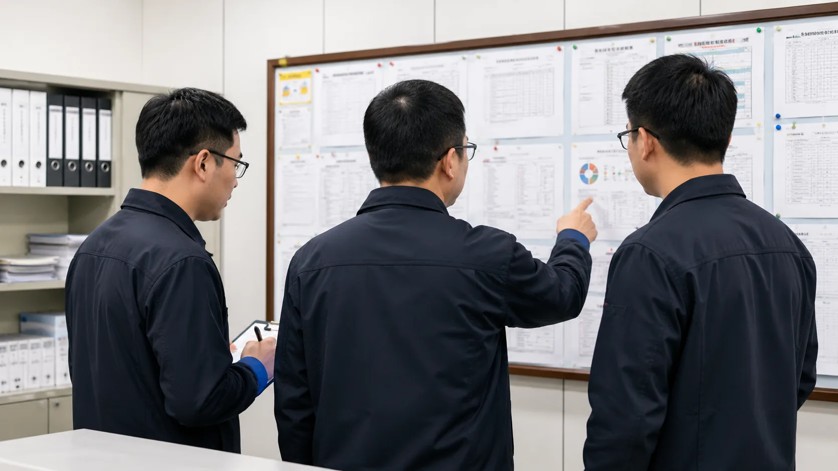 Audit evidence review meeting with records, files, and checklist documents