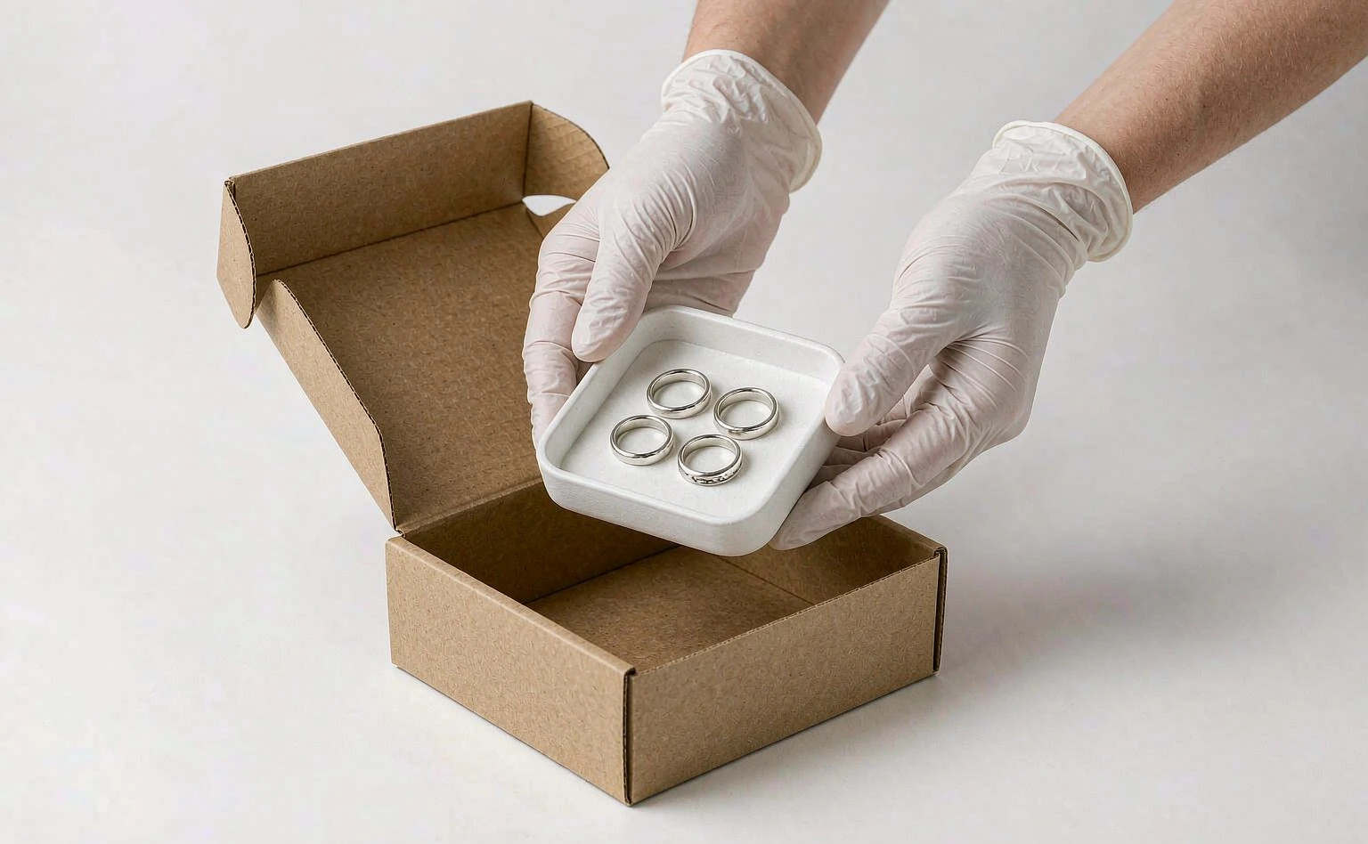 UTS inspector opening a carton to check goods during an on-site inspection