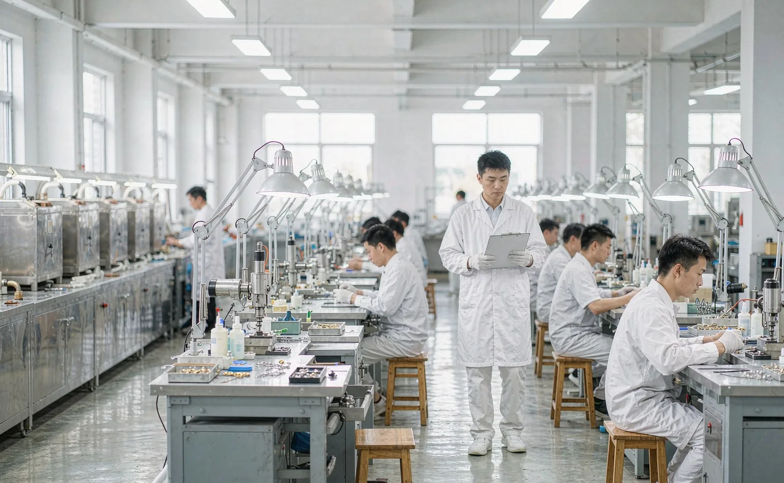 UTS auditor reviewing the production floor during a jewelry factory evaluation