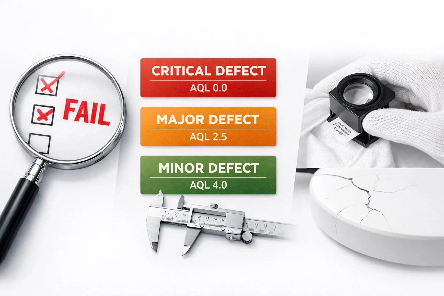 Defect classification critical major minor with AQL values
